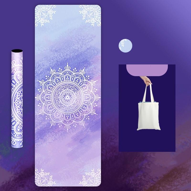 Коврик для йоги с принтом из натурального каучука и бархатной поверхностью. Тонкий нескользящий портативный складной напольный коврик, впитывающий пот. Фитнес-упражнения. Моющийся напольный коврик.