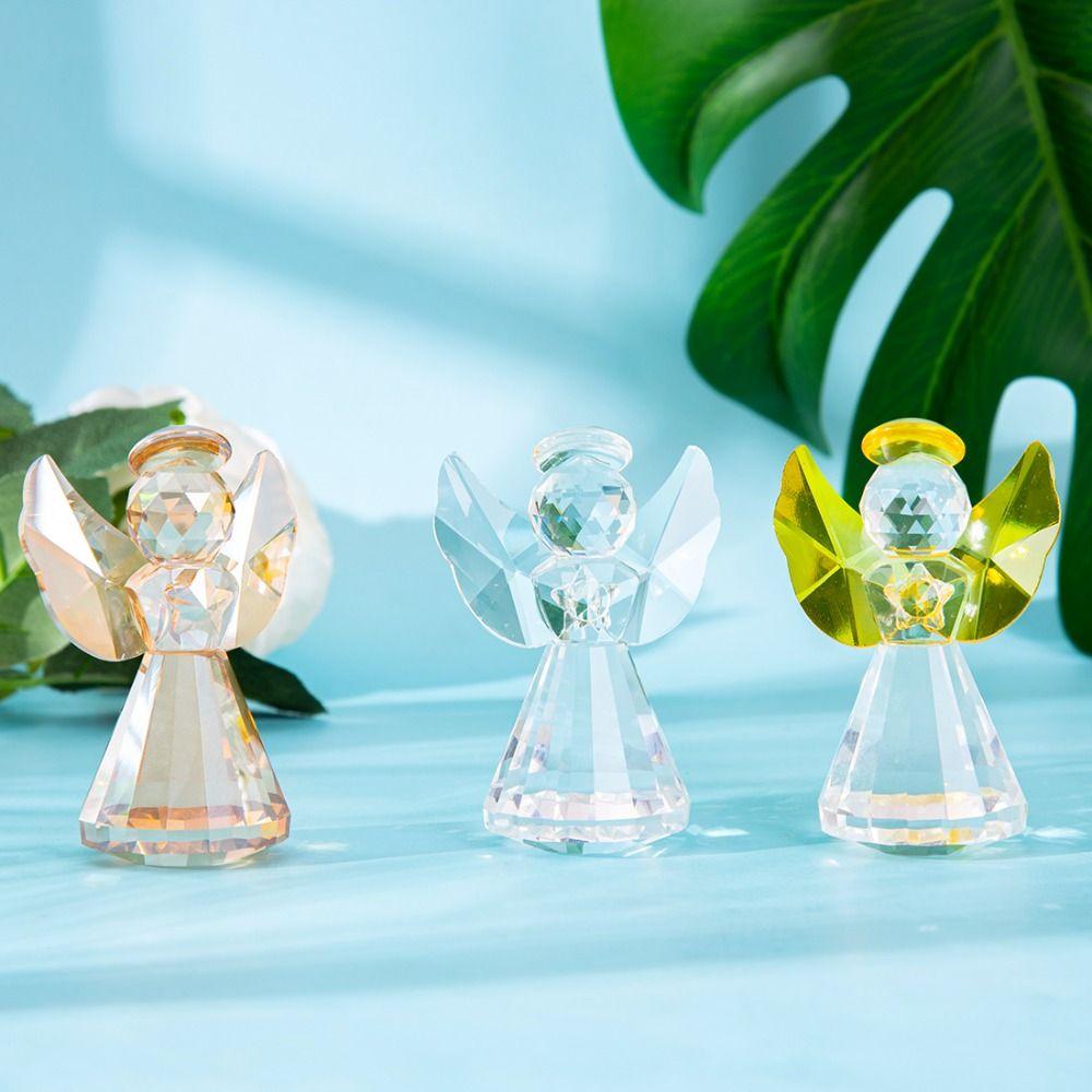 Collecible Crystal Angel Statue Crafts Table Ornament Guardian Angel Figurine Desktop