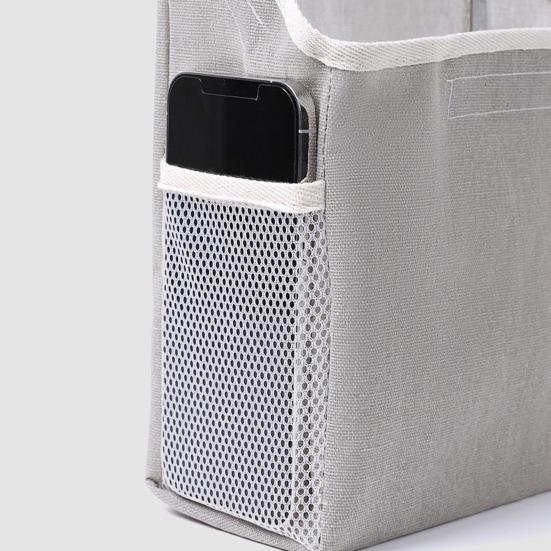 Storage Hanging Bag Large Capacity with Mesh Pocket Multi-functional Bedside Cotton Linen Organising Storage Bag