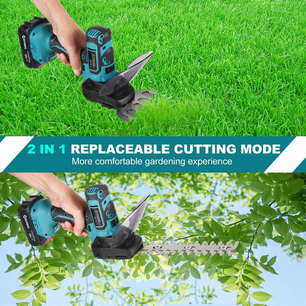 20V Cordless Grass Shears, Handheld Grass Trimmer, 2 In 1 Electric Grass Clippers & Power Hedge