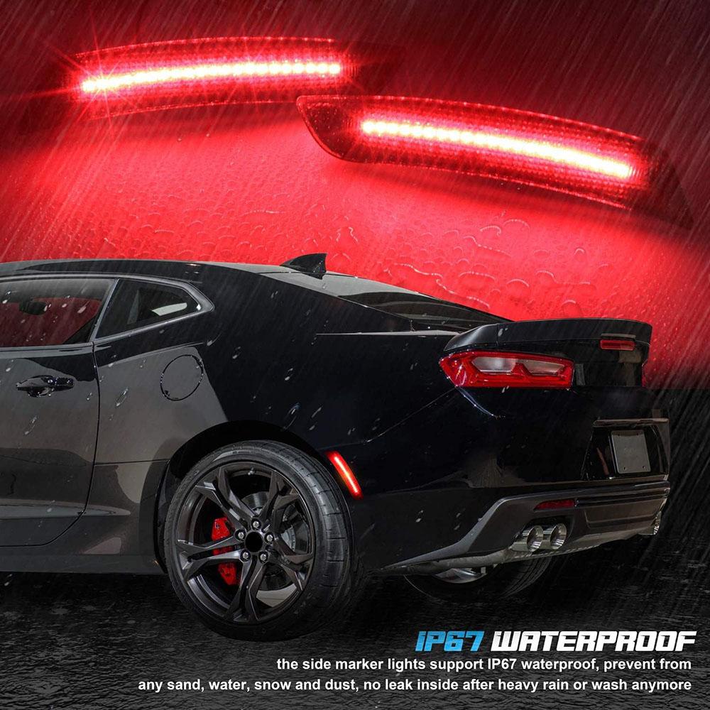 Front Rear LED Bumper Side Marker Light Lamp Smoked For Chevrolet Camaro 2016-20