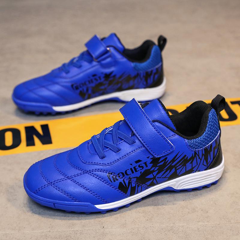 Детские футбольные бутсы 31-40 лет, молодежные футбольные бутсы с короткими шипами на липучке, тренировочные детские футбольные бутсы для мальчиков