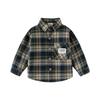 Детская рубашка 2024 года, новая осенняя одежда для мальчиков, полированная клетчатая рубашка с длинными рукавами, детская одежда для малышей