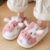 Fashion Cute Spotted Cow Cotton Slippers Women Indoor Non Slip Warm House Plush Slides Woman Round Toe Slip On Cotton Slippers Ladies