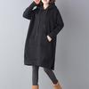 Plus Size Women Thickened Hoodie Knee-length Plush Loose Hoodies with Drawstring Big Pocket for Women Warm Winter Sweatshirt