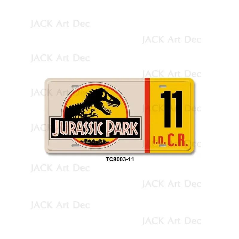 Classic Film Jurassic Park Metal Print License Plate 15x30cm Tin Sign Vintage Wall Plaque Decor for Garage Bar Dinosaur Poster