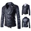 2015 Autumn/Winter Men's British Style Multi-Zipper Motorcycle Leather Jacket with Lapel.