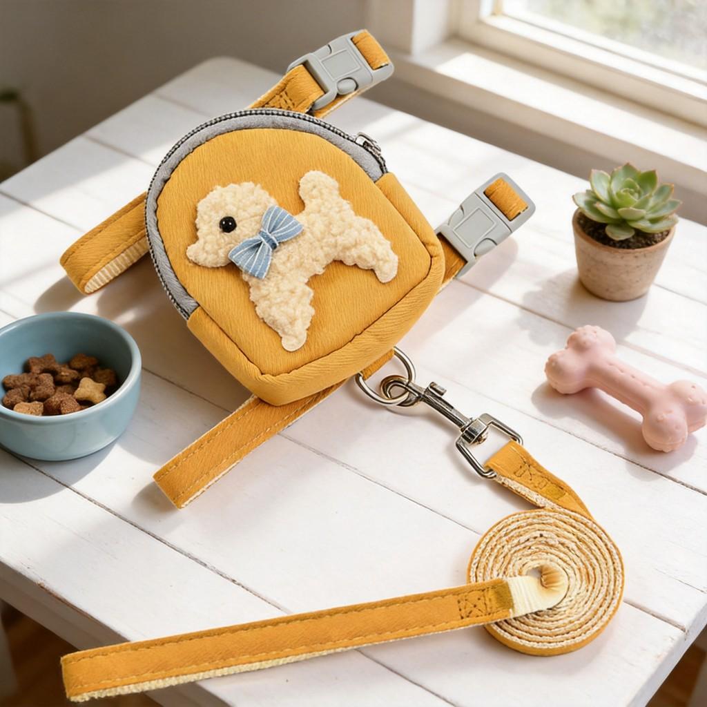Pet Backpack Leash For Small Dogs And Cats With Non Extendable Design For Daily Walks