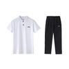 Plain Logo Breathable Quick-Dry Polo Shirt Casual Sports Suit Men Suit White APLT137-2+AYKT413-1