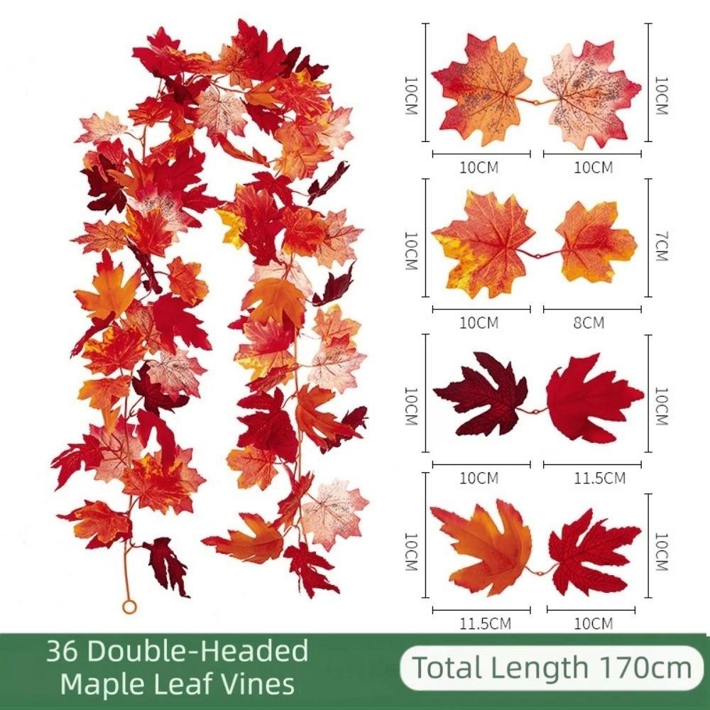 1.7m Red Autumn Maple Leaves Creative Fake Autumn Vines Maple Leaf Plant Decoration Fall Decor