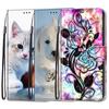 Модный расписной узорный чехол-книжка с ремешком для iPhone Samsung Huawei Honor Xiaomi Redmi OPPO Realme Moto Asus