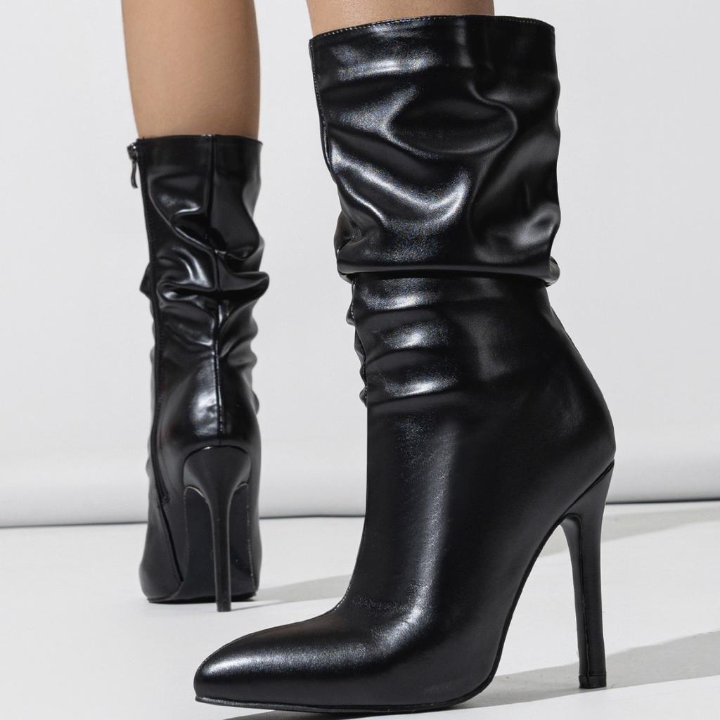 Женские модные сапоги с острым носком и высоким каблуком в европейском и американском стиле, женские сексуальные короткие сапоги с боковой молнией