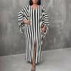Oversized Women V Neck Batwing Sleeve Striped Print Casual Baggy Maxi Dress