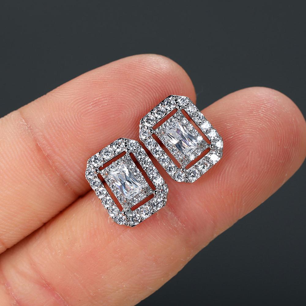 Серьги-гвоздики прямоугольной формы серебристого цвета, пирсинг, модные лаконичные серьги для женщин, OL-стиль, универсальные украшения