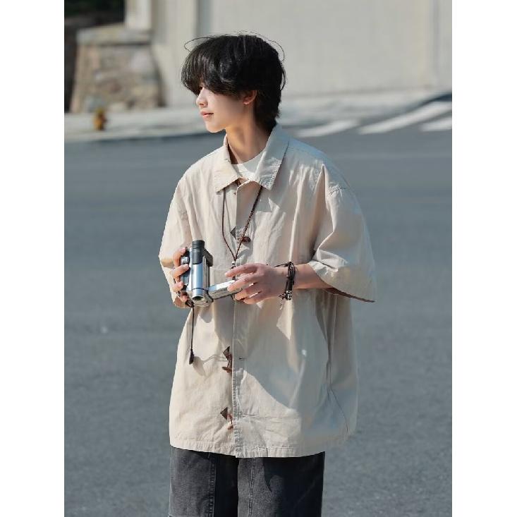 Футболка-поло с коротким рукавом и отложным воротником, мужская модная летняя футболка, корейская версия, облегающая, трендовая, универсальная футболка, топ