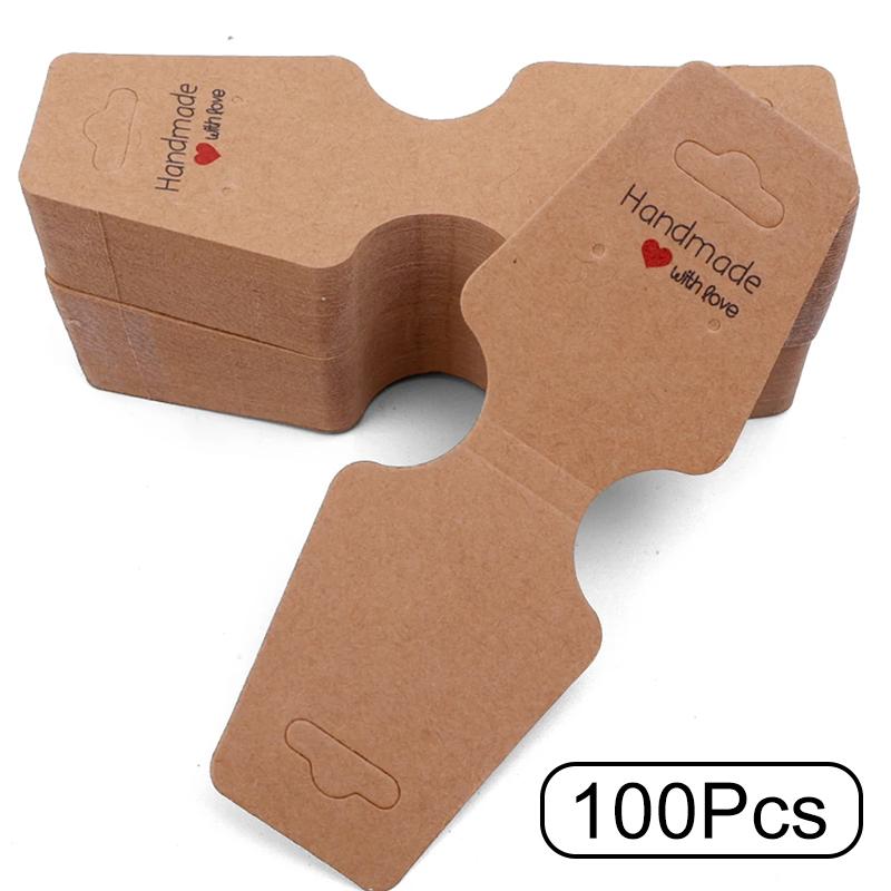100Pcs/Pack Necklace Display Merchandise Price Blank Jewelry Card Rectangular Packaging Card DIY Paper Price Label Tags Earrings