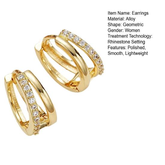 1 пара женских полированных гладких круглых серег Huggie со стразами C-образной формы, гальванические украшения для ушей, ювелирные изделия
