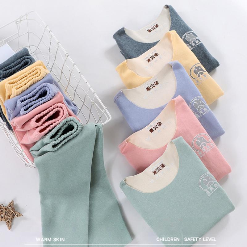 Children's Boneless German Velvet Underwear Set AB Face Baby Warm Seamless Autumn Clothes Long Trousers Boys and Girls Pajamas Home Service