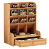 Multi-Functional Wooden Pen Organizer With Drawer Pen Holder Box  Home & School & Office