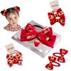 OuJyO Аксессуары для волос для девочек Детский подарочный набор Упаковка в кейс 7 штук Красная резинка для волос Лента Заколки-бабочки Детские резинки для волос Детская заколка для волос Челка Детская