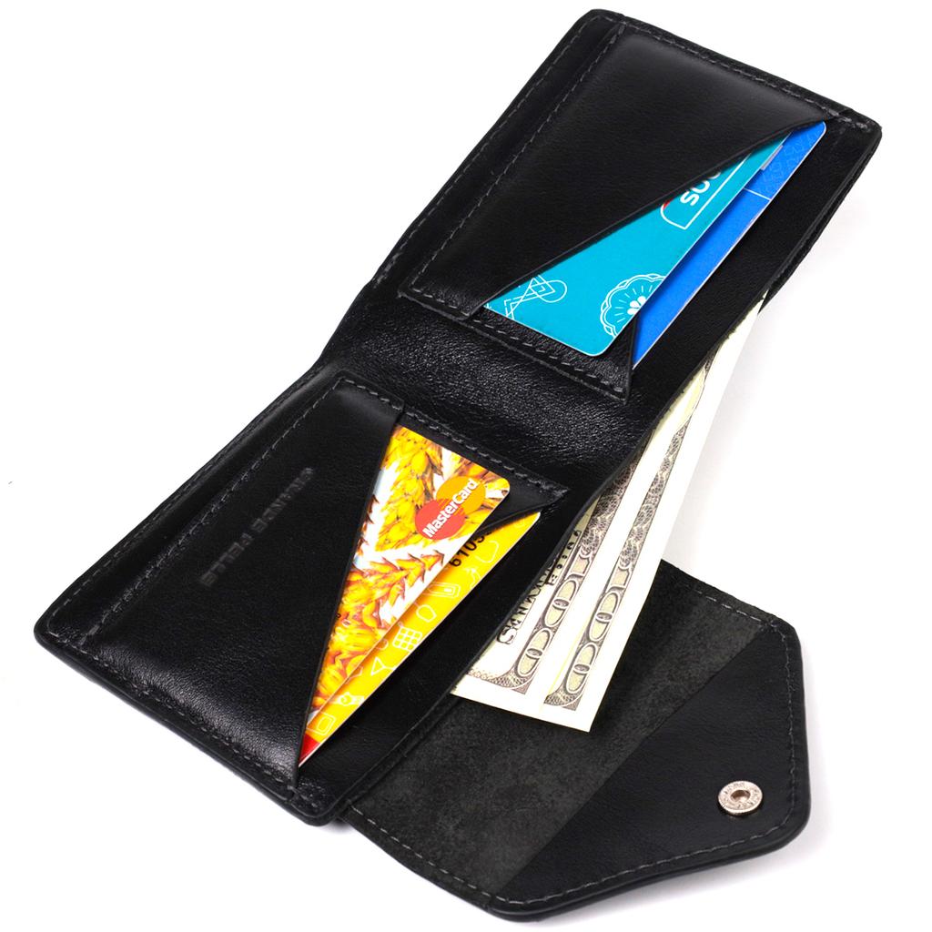 Unisex Wallet with Coin Holder Made of Glossy Genuine Leather GRANDE PELLE Wallet 16806 Black
