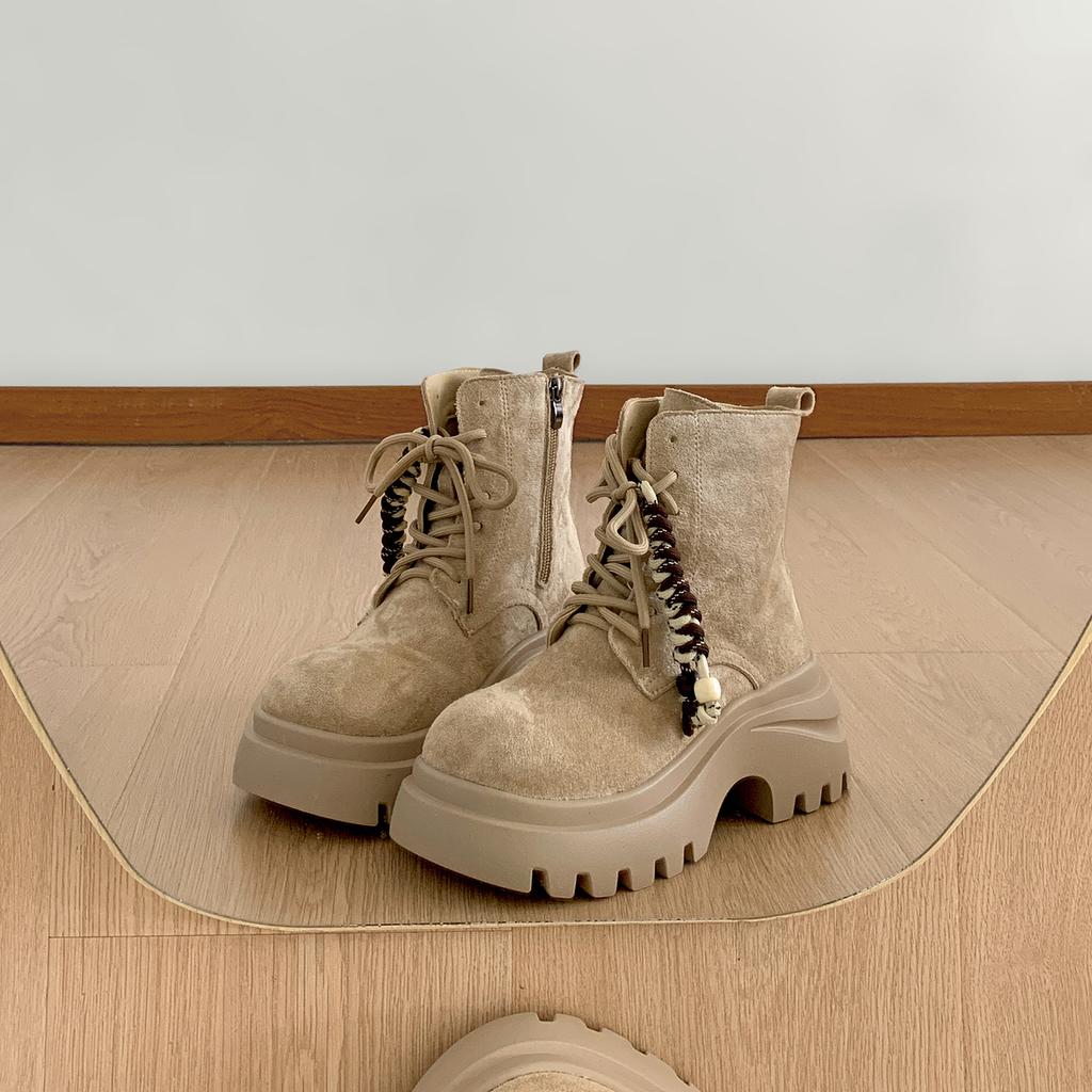 Желтые ретро ботинки Мартин на толстой подошве, увеличивающие рост, в британском стиле, женские, новые летние 2025 года, высококачественные тонкие короткие ботинки