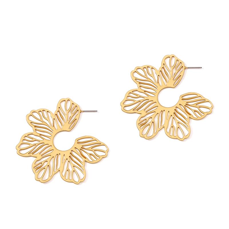 Креативные полые большие металлические серьги-подвески в виде листьев цветов для женщин, новые преувеличенные темпераментные золотые украшения индивидуального цвета