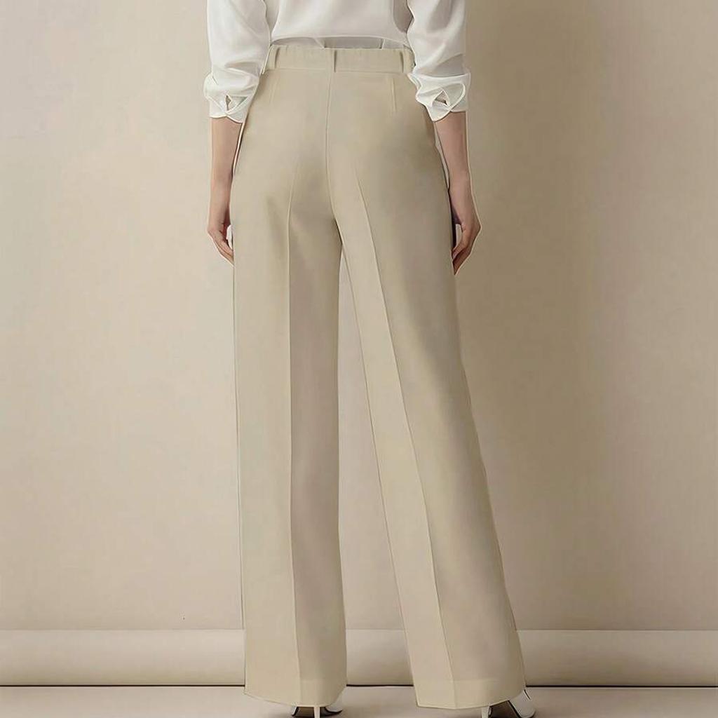 Однотонные повседневные женские брюки с высокой талией, плиссированные, свободного кроя, рабочие брюки, брюки для платья