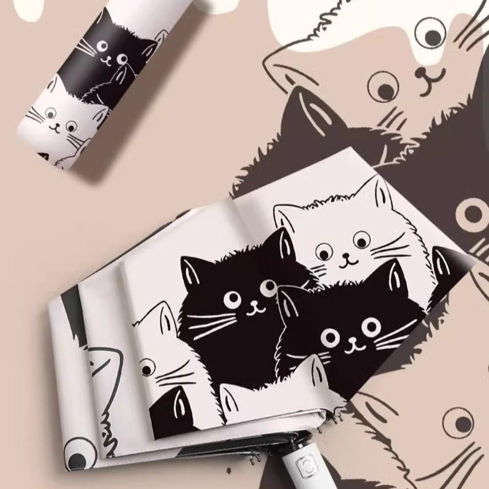 Cartoon Cat Automatic Umbrella Rain or Shine Cat Sun Protection Umbrella  for Women
