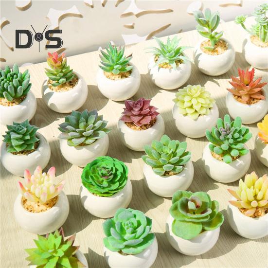 Пластиковые искусственные сочные анти-выцветания красивые маленькие поддельные растения в горшках настольные украшения