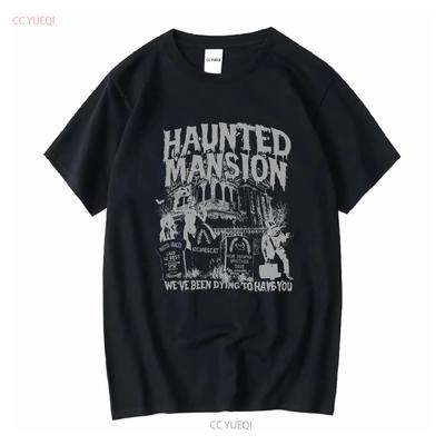 Винтажная футболка The Haunted Mansion Ретро Хэллоуин Хоррор Парный Подарок с длинным или коротким рукавом винтажная Стиранная Растянутая Унисекс
