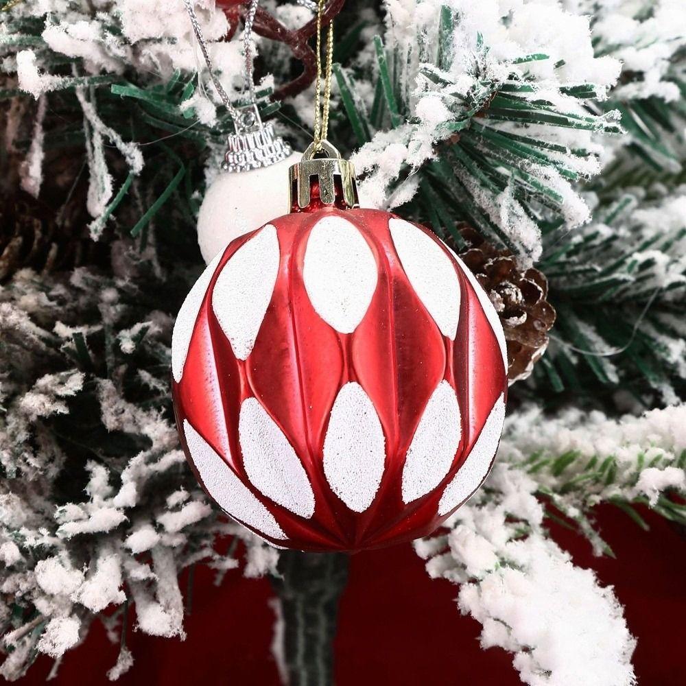 6Pcs 6cm Plastic Christmas Ball Festive atmosphere Painted Hanging Xmas Tree Decor Christmas Ball