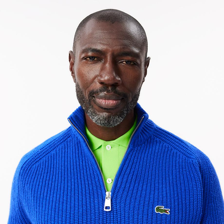 Lacoste Мужской пуловер в рубчик с молнией до середины AH3134-54NHJM