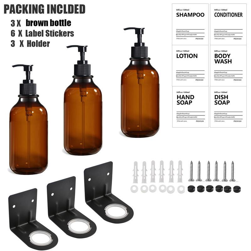 500 мл дозатор для жидкого мыла многоразовый пустой шампунь кондиционер гель для душа контейнер с этикеткой/стойка/поднос для ванной комнаты кухни