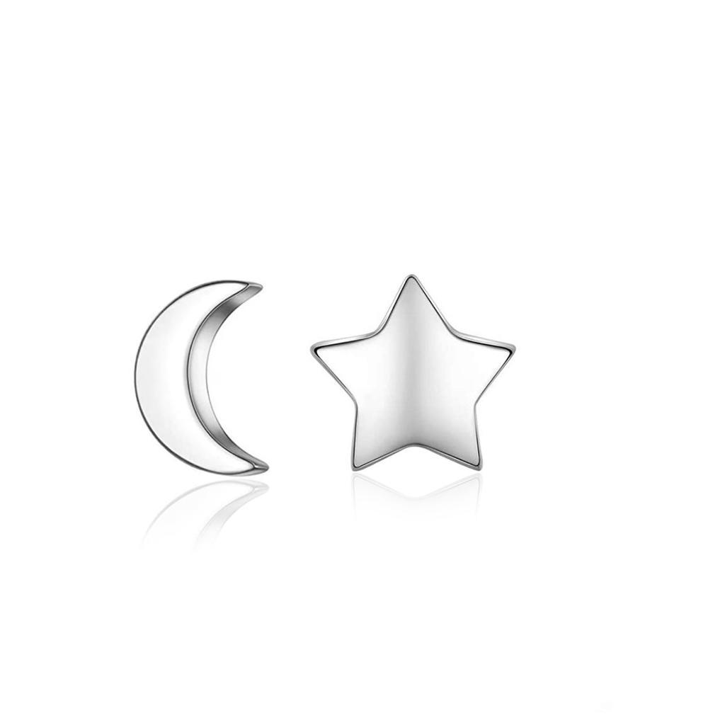 925 Sterling Silver Star Moon Stud Earring