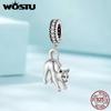 925 Sterling Silver Vivid Cat Pendant Charms Cute Animal Charms for Women Girls Bracelet & Bangle DIY Fine Jewelry