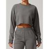 Fashion New Arrival Autumn Crew Neck Sports Sweatshirt Women's Running Loose Long Sleeves T-shirt Loose Fitness Short Top Slit