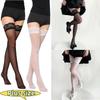 Fashion Woman Girls Lolita Ultra Thin Elastic Stockings with Non-slip Silicone Female Sexy High Over The Knee Gothic Stocking Hosiery Black Plus Size
