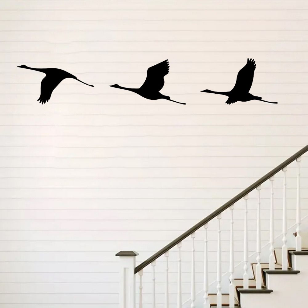 3Pcs/set Cartoon Bird Hanging Pendant Black Metal Hanging Ornaments Wild Goose Wall Pendant Bedroom