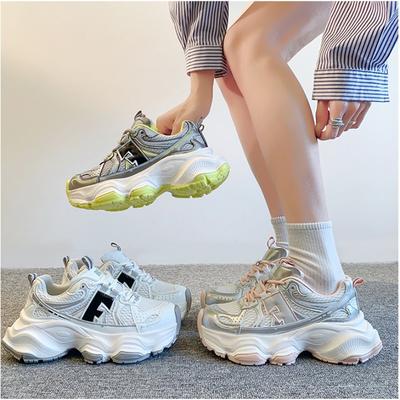 Женские кроссовки для бега на платформе Женские кроссовки для хайкинга Теннисные Женские Кроссовки на толстой подошве из ПУ с лентой Летние из микрофибры