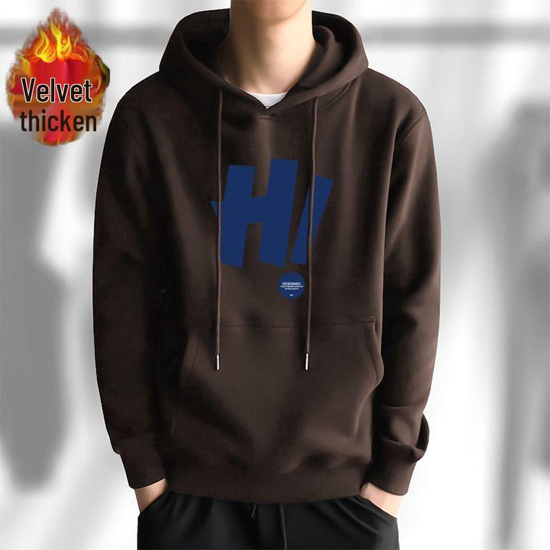 Men's Camouflage Hooded Jacket with Plush Lining, Thick, Heavyweight, American Retro Style