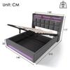 Двуспальная кровать - MUVOE - 140x200 см - С обивкой и USB - Светодиодная подсветка - Винтажный дизайн
