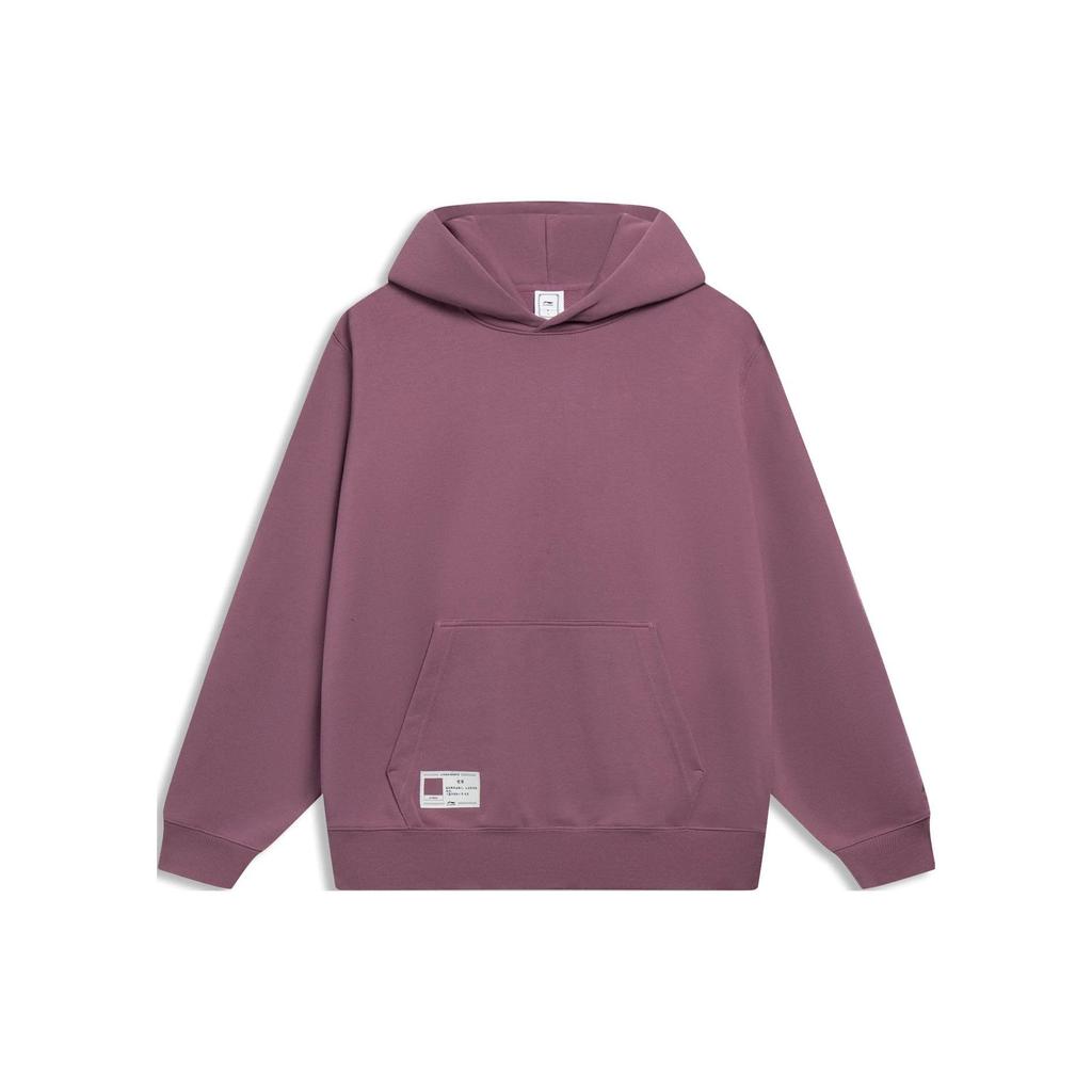 Lining Sports Trend Series Solid Color Logo Hooded Long Sleeve Sweatshirt Men Tops Vintage-Rose AWDT069-8
