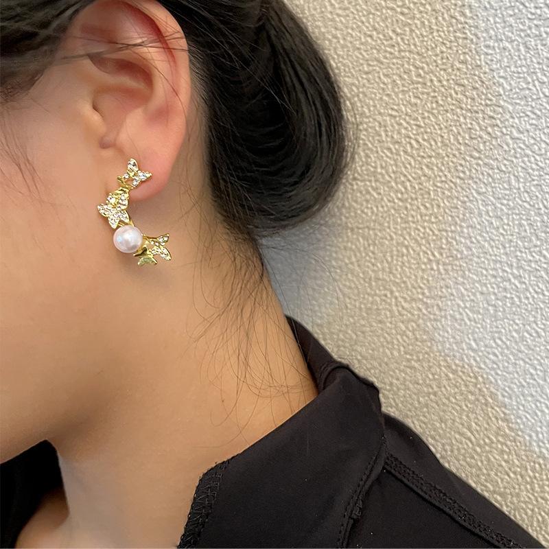 Персонализированные серьги Niche Design Sense, серьги-гвоздики с бриллиантами в виде бабочек, серьги Ins Sweet Temperament