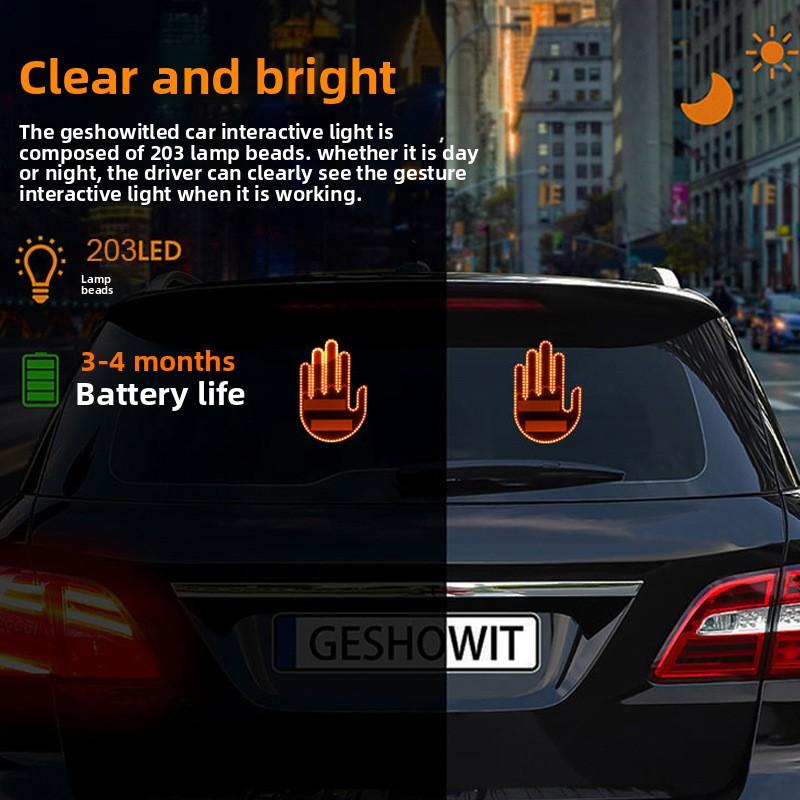 Car Finger Gesture LED Light, Multi-function Rear Warning Anti-rear-end Taillight, Vehicle Interactive Palm Signal Lamp