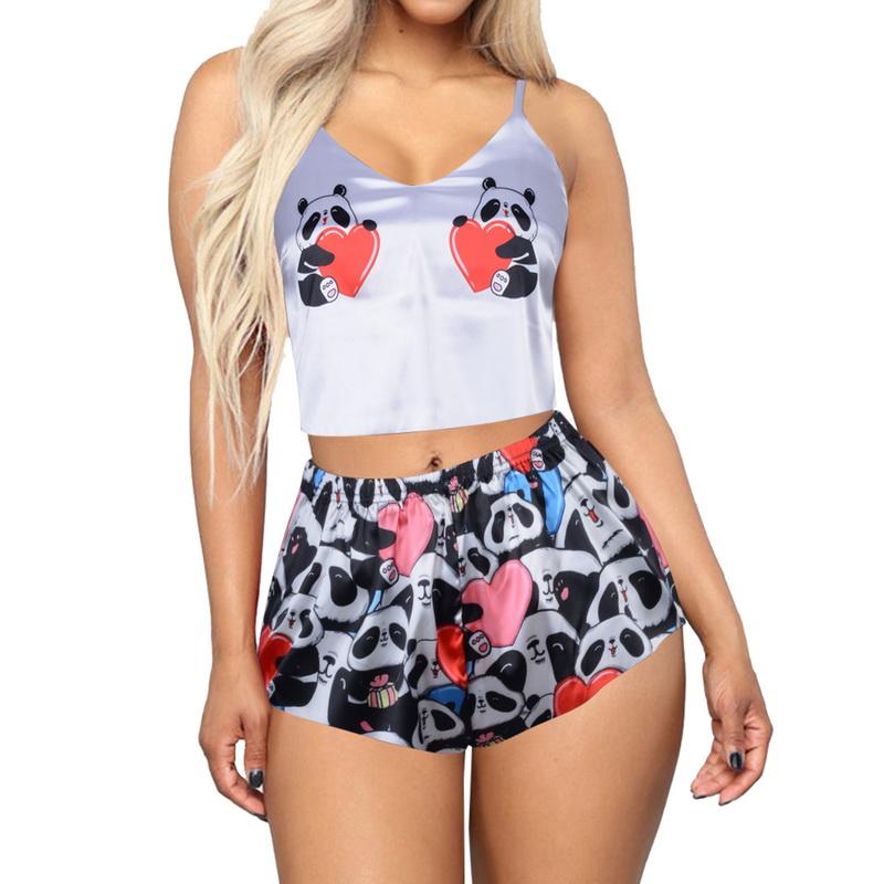 Высокая мода Beatuiful женский пижамный комплект с принтом, комплект из двух предметов, камзол без рукавов, свободные шорты с эластичной резинкой на талии, женская домашняя одежда