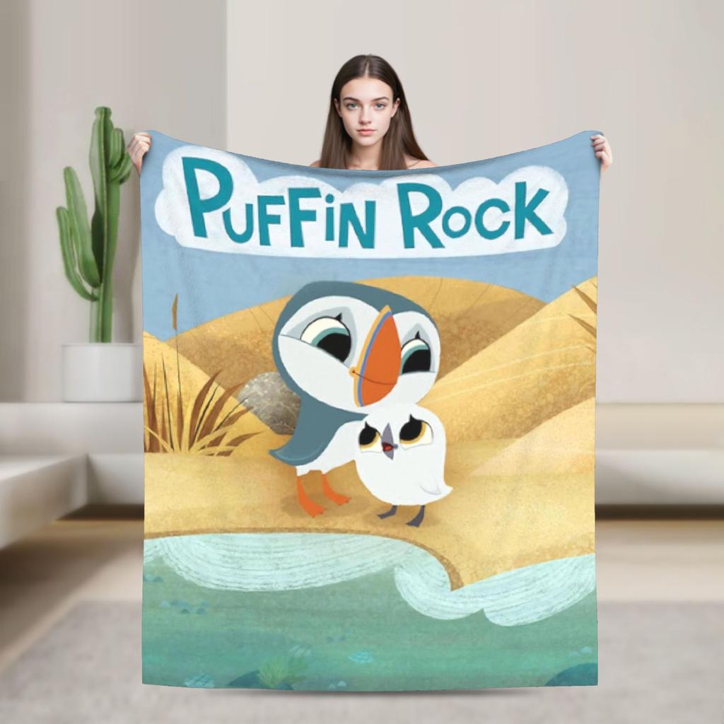 Puffin Rock Oona Baba Fashion Blankets Fleece Cartoon TV Watercolor Soft Throw Fashion Blanket for Bedding Throws Quilt Multi-function