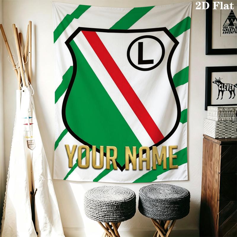 Custom Name Legia Warsaw Wall Tapestry Aesthetic Wall Hanging Printed Fabric Blanket Decorative Tapestries for Bedroom Living Room Home Decor