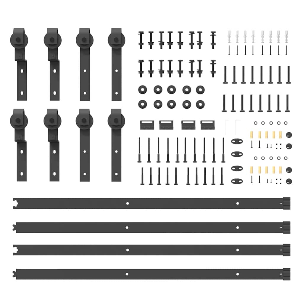 Sliding Door Hardware Set 400 cm Steel Black