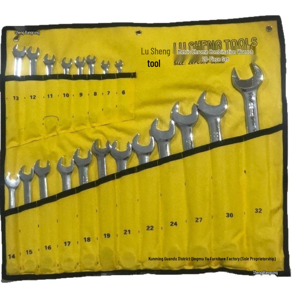 Набор из 14 рожковых/накидных ключей с подвесной сумкой для механиков